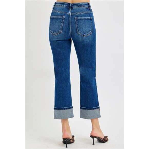 RISEN Full Size High Rise Ankle Straight Cuffed Jeans Plus Size - Picture 5 of 6